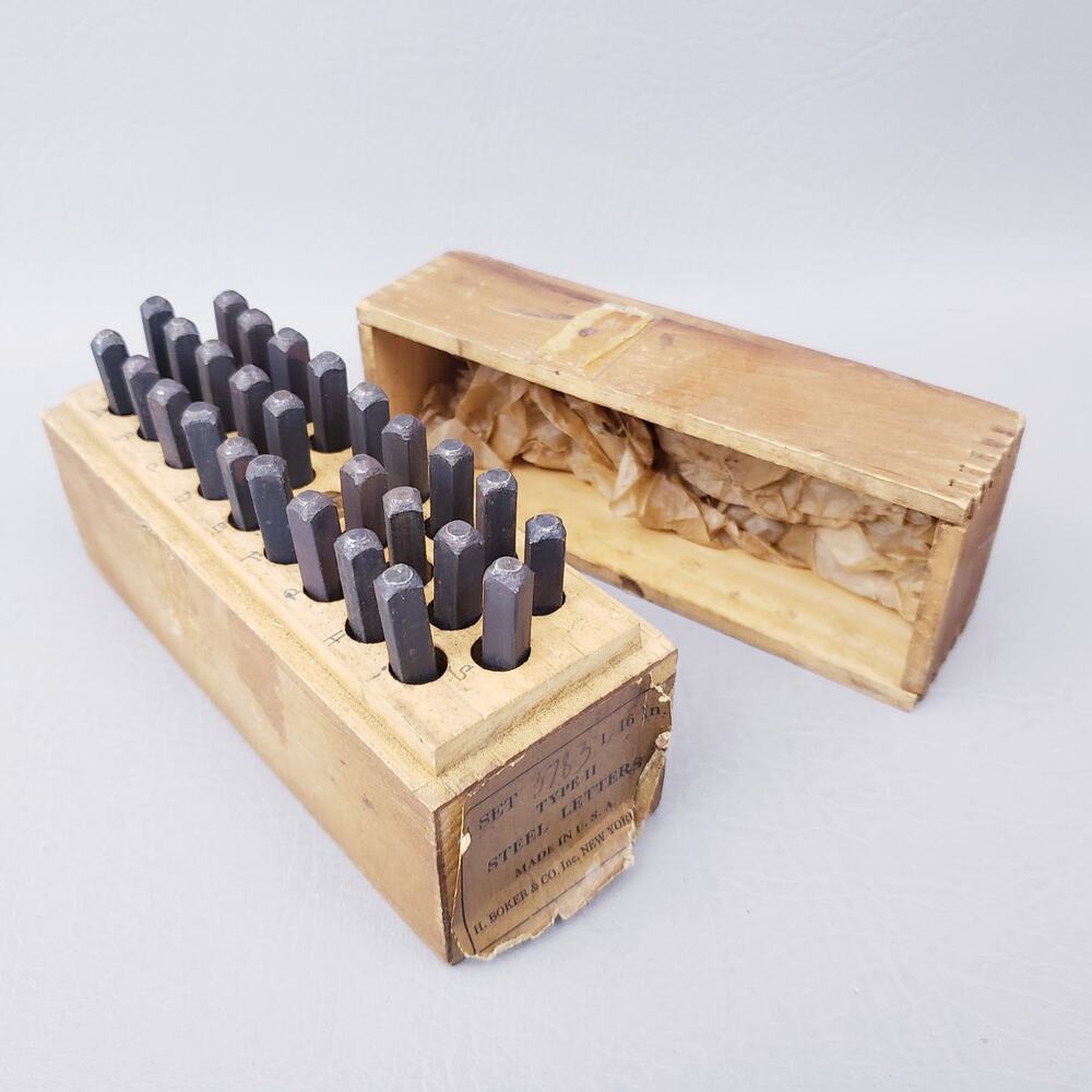 Vintage Set of H. Boker & Co Steel Stamps Letters Set - 1/16" Missing Letter "O"